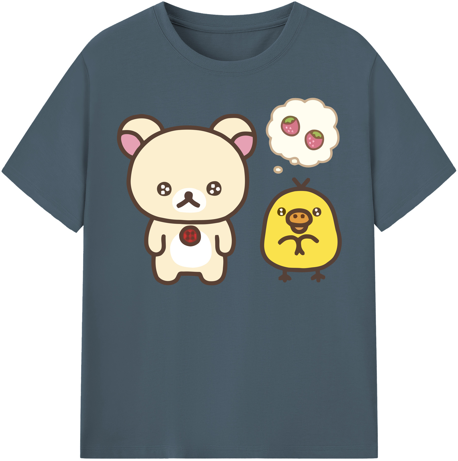 （画像用） リラックマ リラックマ キイロイトリ Rilakkuma Korilakkuma Kiiroitori 綿100％半袖Tシャツ（フロントプリント）